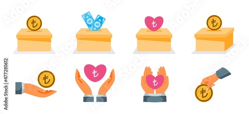 Donation Using Turkish Lira Money Icons