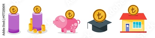 Saving Turkish Lira Money Set