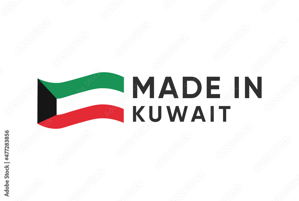 Made in Kuwait, Flag of Kuwait vector design Made in Kuwait, Flag of Kuwait vector design