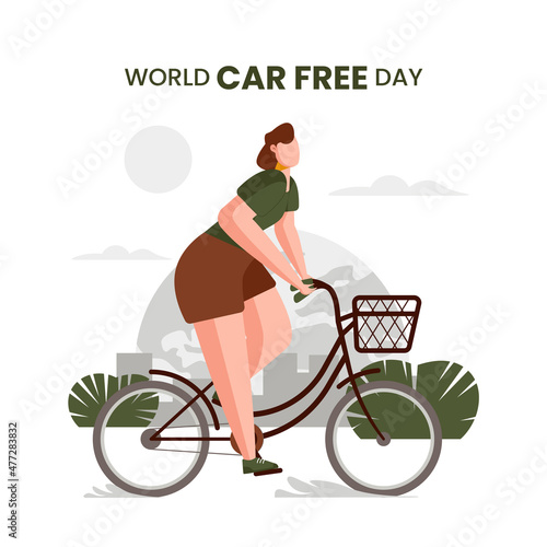Hand drawn flat world car free day