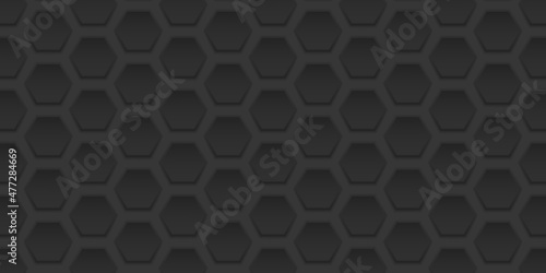 Abstract Dark Black Background. Dark Gray Iron Textured Pattern. Steel Honeycomb Texture Wallpaper with Gradient. Abstract Modern Design. Vector Illustration