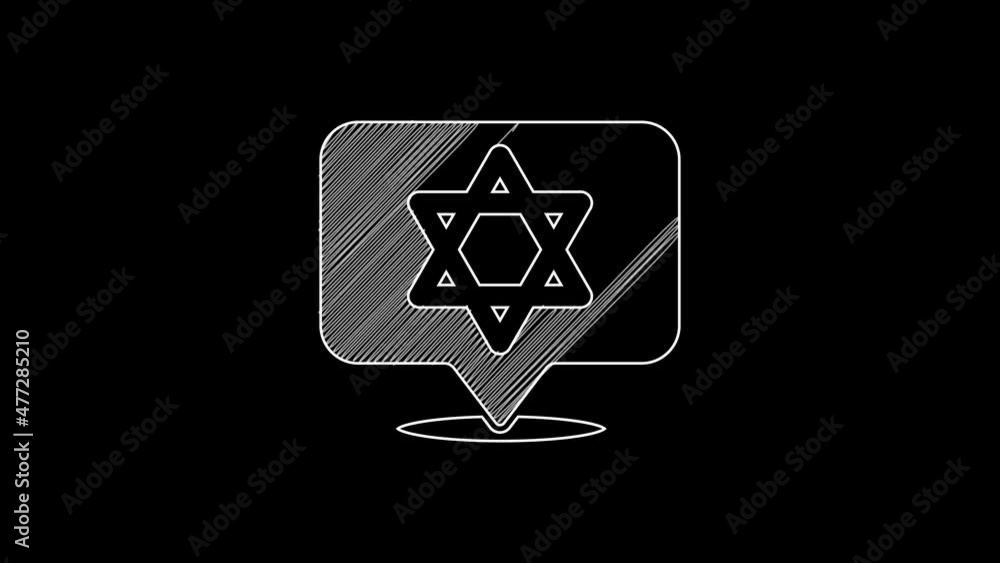 White line Star of David icon isolated on black background. Jewish religion symbol. Symbol of Israel. 4K Video motion graphic animation White line Star of David icon isolated on black background. Jewish religion symbol. Symbol of Israel. 4K Video motion graphic animation