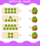 Match by count of cartoon green cabbage. Match and count game. Educational game for pre shool years kids and toddlers