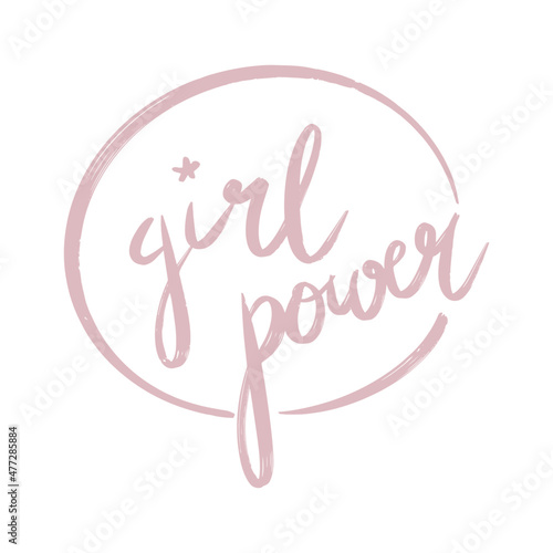 Girl power lettering circle pink