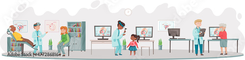 Otolaryngologist doctor with nose, ear and throat or ENT diagnostic and treatment instruments. Otology doctor with patient. Otorhinolaryngology healthcare medicine or otolaryngology diseases