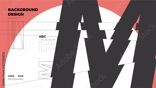 Abstract homepage background. Minimal illustration. Chopped, cut, glitch, broken type, lite composition.