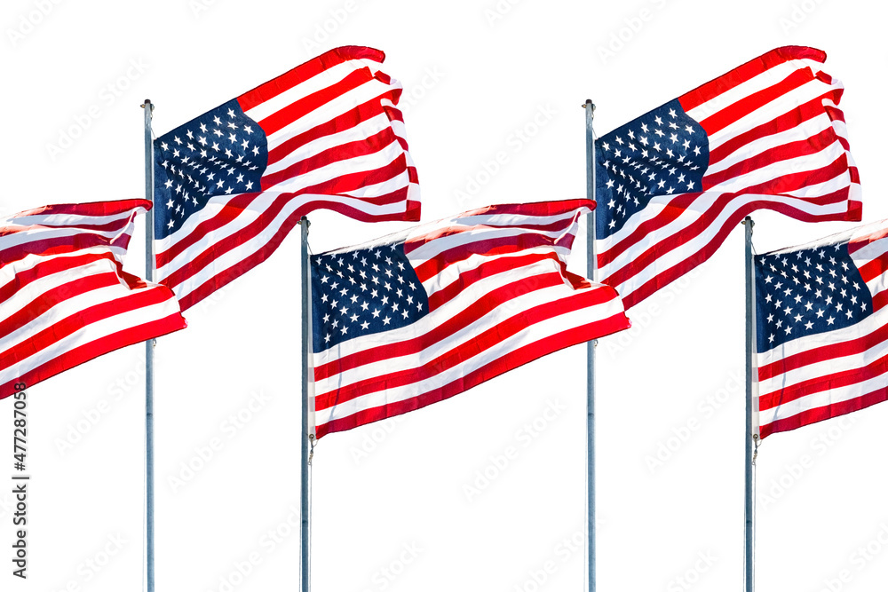 Isolated american flags on white background Isolated american flags on white background