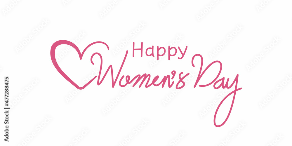 Women's day lettering. Decorative Calligraphy for international Women's day. Card, frame, banner, graphic design elements. Vector illustration.