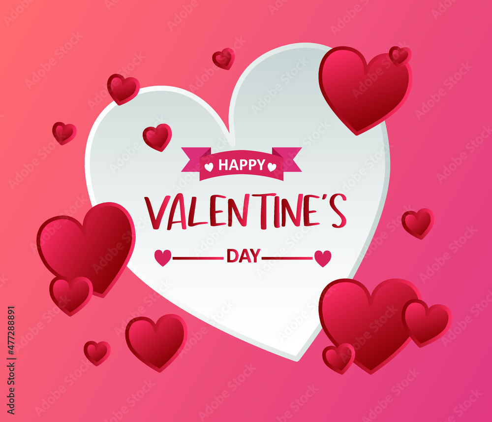Happy Valentine's Day lettering text on background. Vector illustration. Wallpaper, flyers, invitation, posters, brochure, banners.