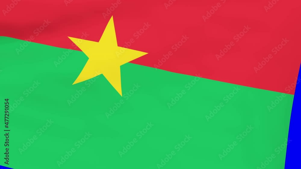 Burkina Faso waving flag transition 4k and 1080 HD seamless loop animation. 3d animation over blue screen chromakey for transition. Realistic Burkina Faso Flag. Flag 3d rendering for video production Burkina Faso waving flag transition 4k and 1080 HD seamless loop animation. 3d animation over blue screen chromakey for transition. Realistic Burkina Faso Flag. Flag 3d rendering for video production