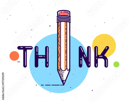 Think word with pencil inst...