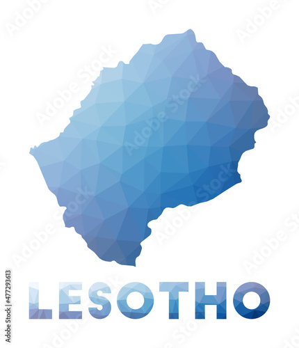 Low poly map of Lesotho. Geometric illustration of the country. Lesotho polygonal map. Technology, internet, network concept. Vector illustration.