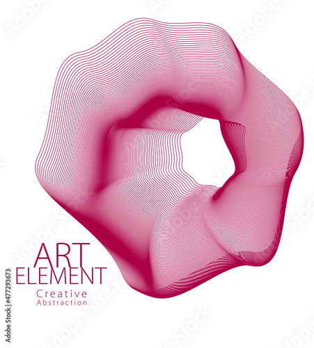 Abstract vector art element for design, linear flower artistic illustration isolated over white background.