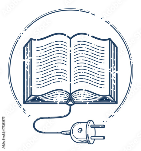 Open book with cable plug v...