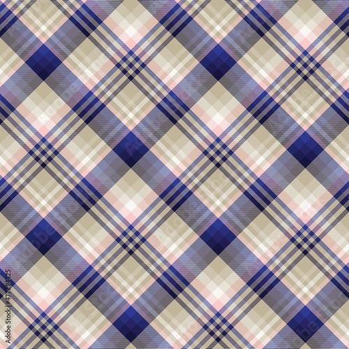 Diagonal Plaid Tartan textured Seamless Pattern Design