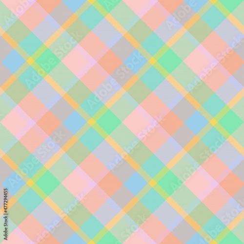Rainbow Pastel Diagonal Plaid Tartan textured Seamless Pattern Design © Siu-Hong Mok