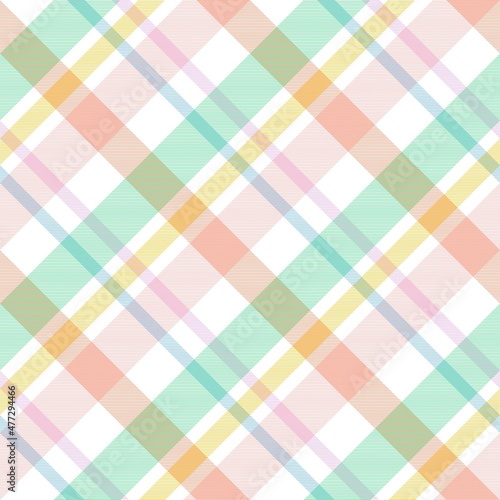 Rainbow Pastel Diagonal Plaid Tartan textured Seamless Pattern Design