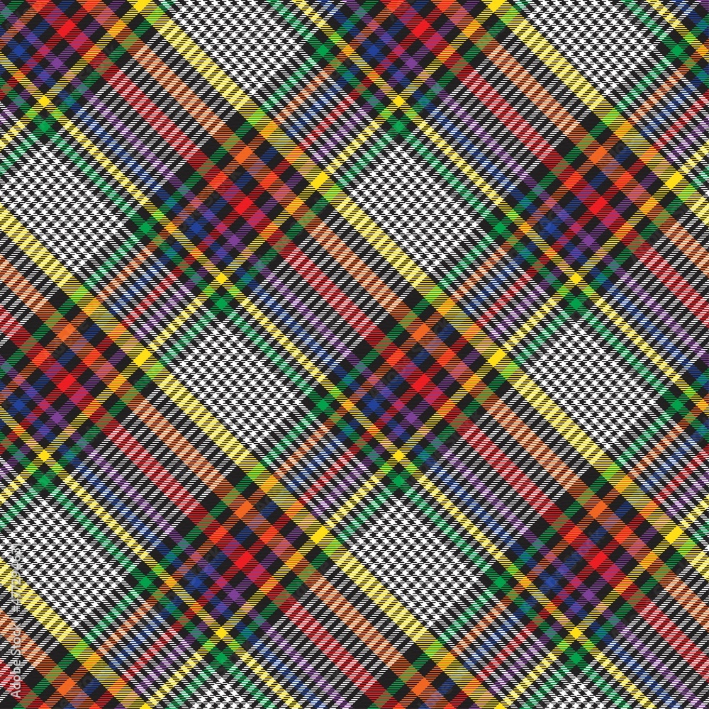 Fototapeta premium Rainbow Diagonal Plaid Tartan textured Seamless Pattern Design