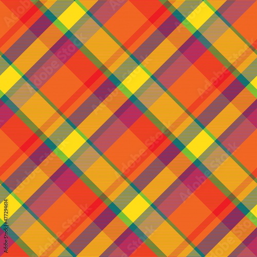Rainbow Diagonal Plaid Tartan textured Seamless Pattern Design photo