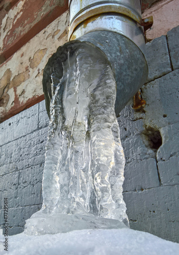 drain pipe with frozen water
