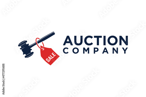 Gavel Price Tag Auction Sale logo design
