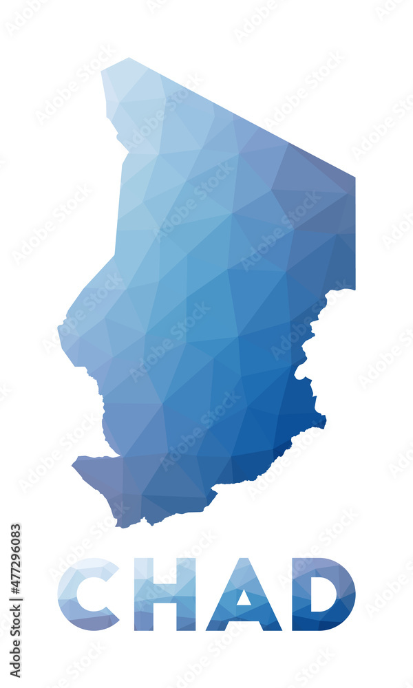Low poly map of Chad. Geometric illustration of the country. Chad polygonal map. Technology, internet, network concept. Vector illustration. Low poly map of Chad. Geometric illustration of the country. Chad polygonal map. Technology, internet, network concept. Vector illustration.