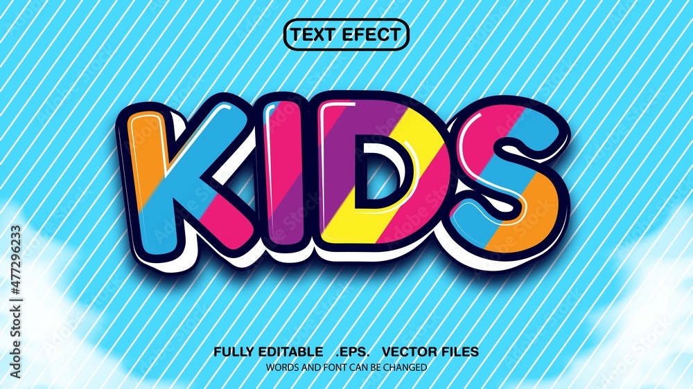 editable text effect kids theme