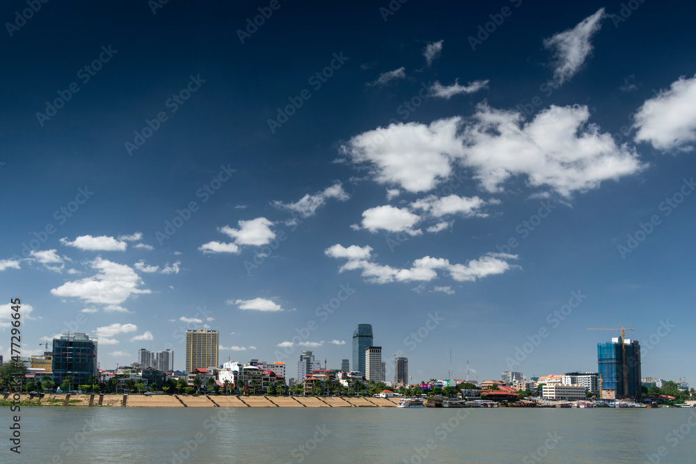 Phnom Penh city riverside skyline modern buildings in Cambodia Phnom Penh city riverside skyline modern buildings in Cambodia