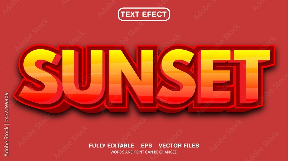 3D editable text effect and font style, sunset themed
