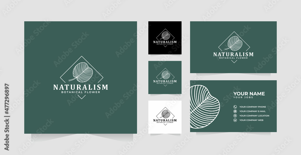 Fototapeta premium Botanical or Flower Logo and Business Card Template