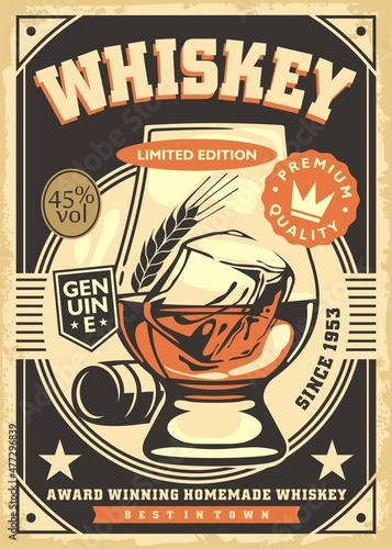 Illustration of a whiskey bar poster design