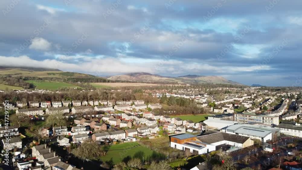 Penicuik town and Pentland Hills view from the sky, Scotland Penicuik town and Pentland Hills view from the sky, Scotland