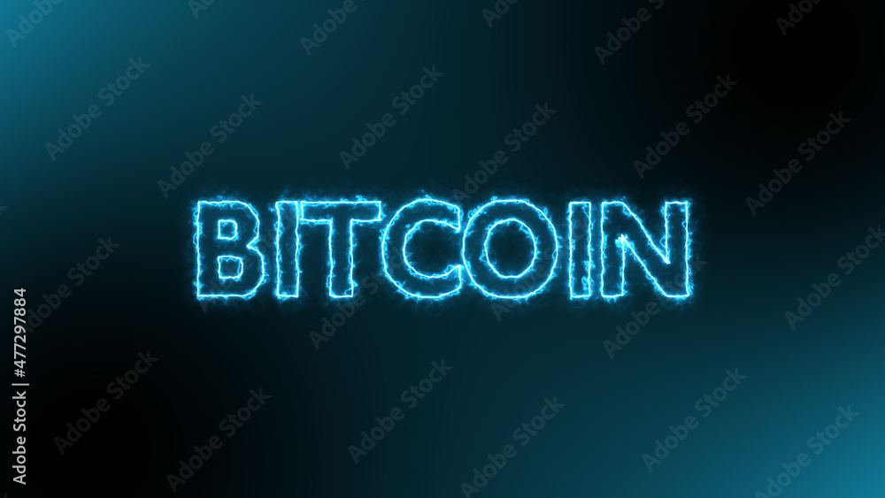 Cryptocurrency on blue fire energy over black background. Cryptocurrency on the market.