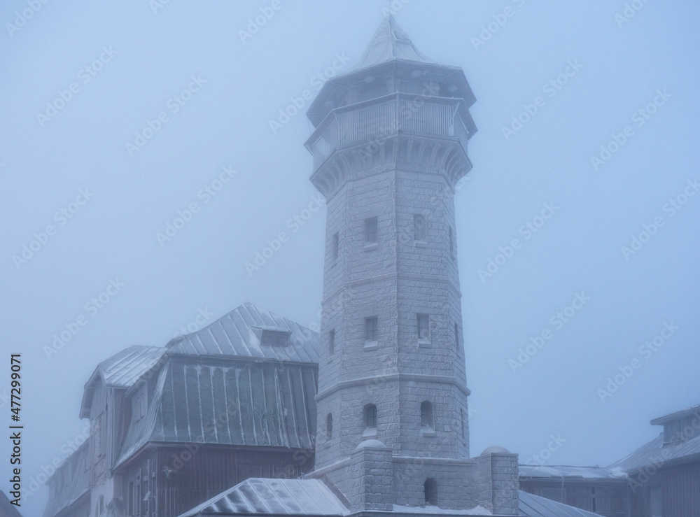 Fototapeta premium Tower in the fog on the Keilberg