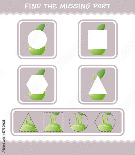 Match cartoon kohlrabi parts. Matching game. Educational game for pre shool years kids and toddlers