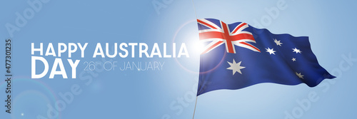 Australia happy day greeting card, banner with template text vector illustration