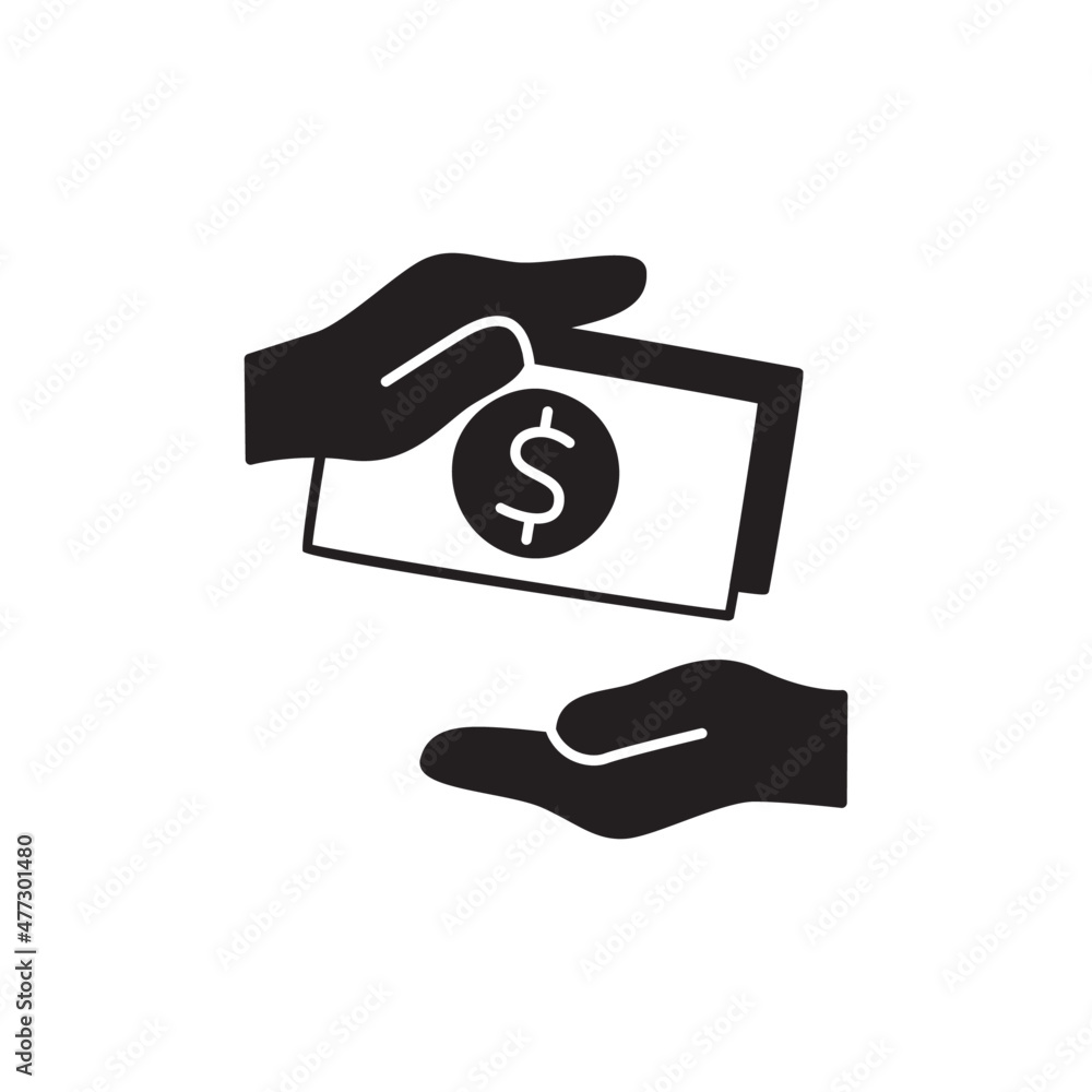 Borrowing Icon in black flat glyph, filled style isolated on white background Borrowing Icon in black flat glyph, filled style isolated on white background
