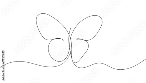 Butterfly. One line drawing art. Continuous line style