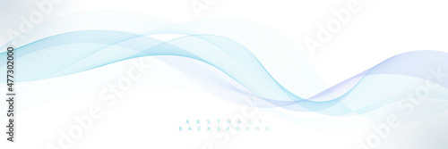 Fotografering Abstract blue purple gradient flowing wave lines on white background
