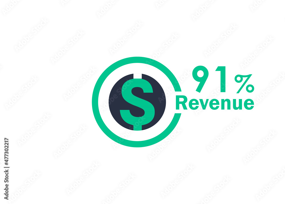 91% revenue design vector image 91% revenue design vector image