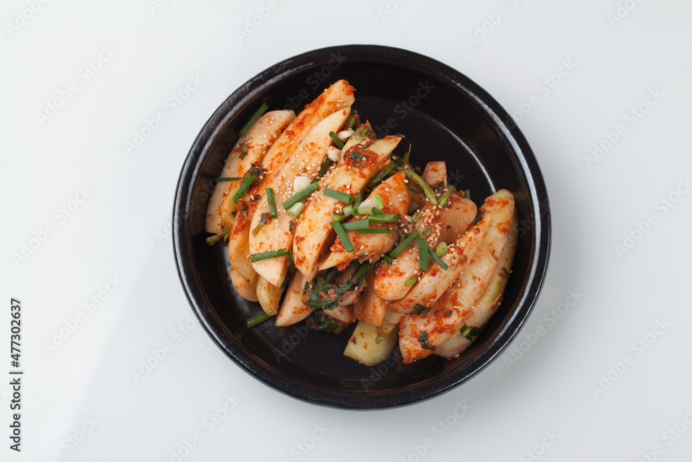 Fototapeta premium Radish kimchi, radish kimchi, radish kimchi, vegetables, vegetables, vegetables, seasoning, Korean food, Korean culture, food, meals, food, food, ingredients, ingredients, food ingredients, food ingre