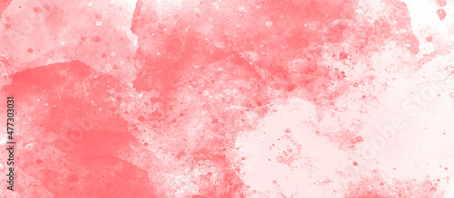 With water soluble wax chalk crayons hand paintet watercolor wash background in red. Pink red watercolor painted paper texture background banner template, with space for text.