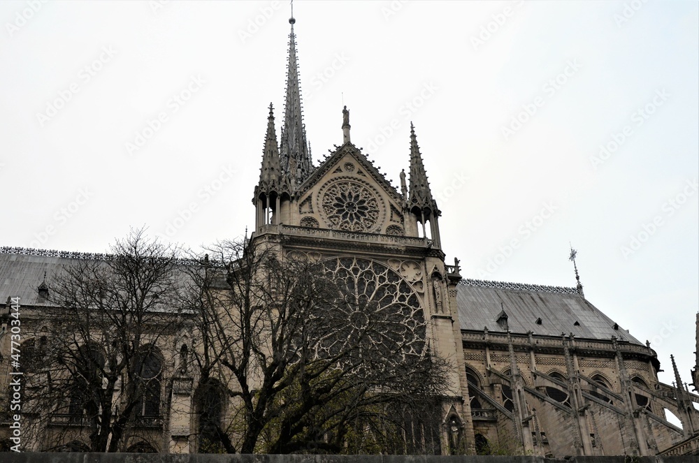 Paris, France - famous Notre Dame cathedral facade saint statues. UNESCO World Heritage Site Paris, France - famous Notre Dame cathedral facade saint statues. UNESCO World Heritage Site