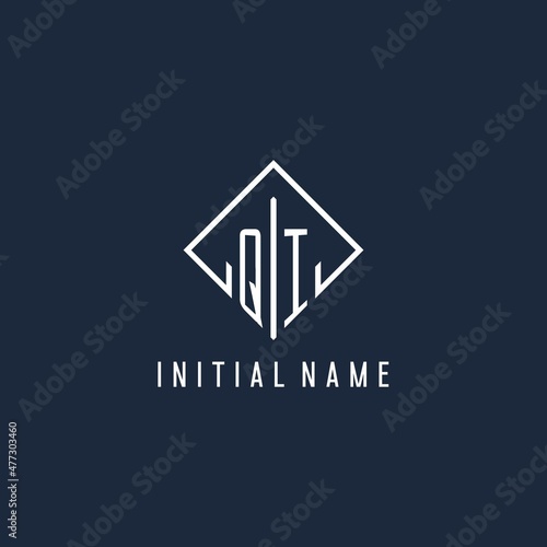 QI initial logo with luxury rectangle style design