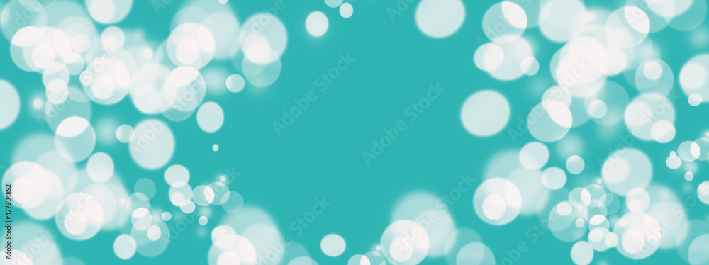 Blue Bokeh Lights Defocused Blurred Motion Abstract Background Magic Texture Pattern, Horizontal, Panoramic
