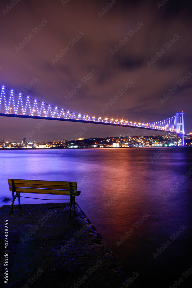 Bosphorus Bridge and Istanbul Night, Besiktas Istanbul Turkey
