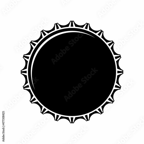 Bottle cap icon isolated on white background. Label in the form of bottle aluminum cap, Soda, juice or beer bottle tops icon. Vector illustration