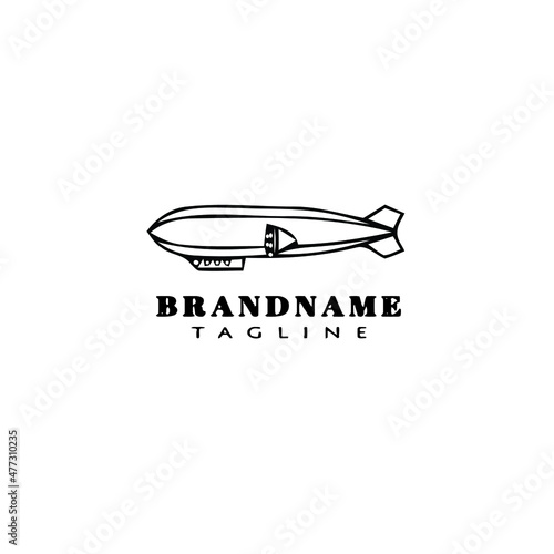 cute dirigible logo cartoon icon design template black isolated vector illustration