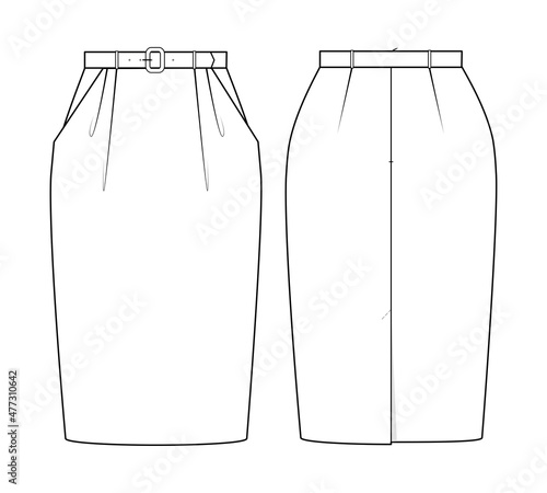 Fashion technical drawing of tulip skirt