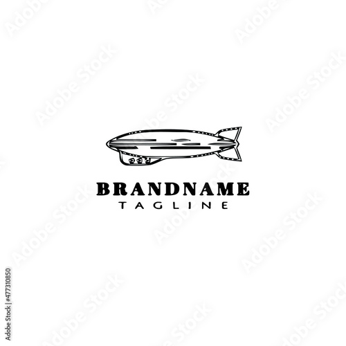 dirigible logo cartoon icon design cute black isolated vector illustration